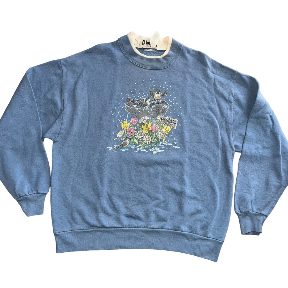 Vintage 90’s Usa MORNING SUN sweatshirt large bird bath bird cottage core